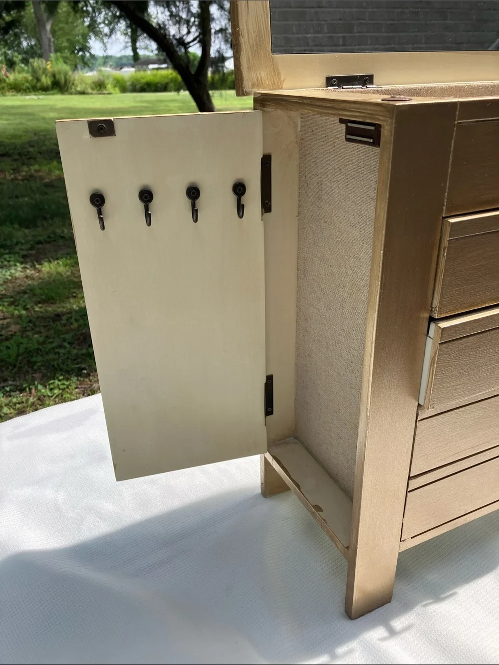 Beautiful Solid Wood Jewelry Organizer in Gold Stained/Painted